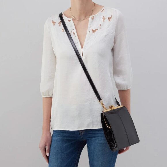 HOBO Vivian Small Crossbody black leather 7 x 8 x 2" NWT - Picture 4 of 12